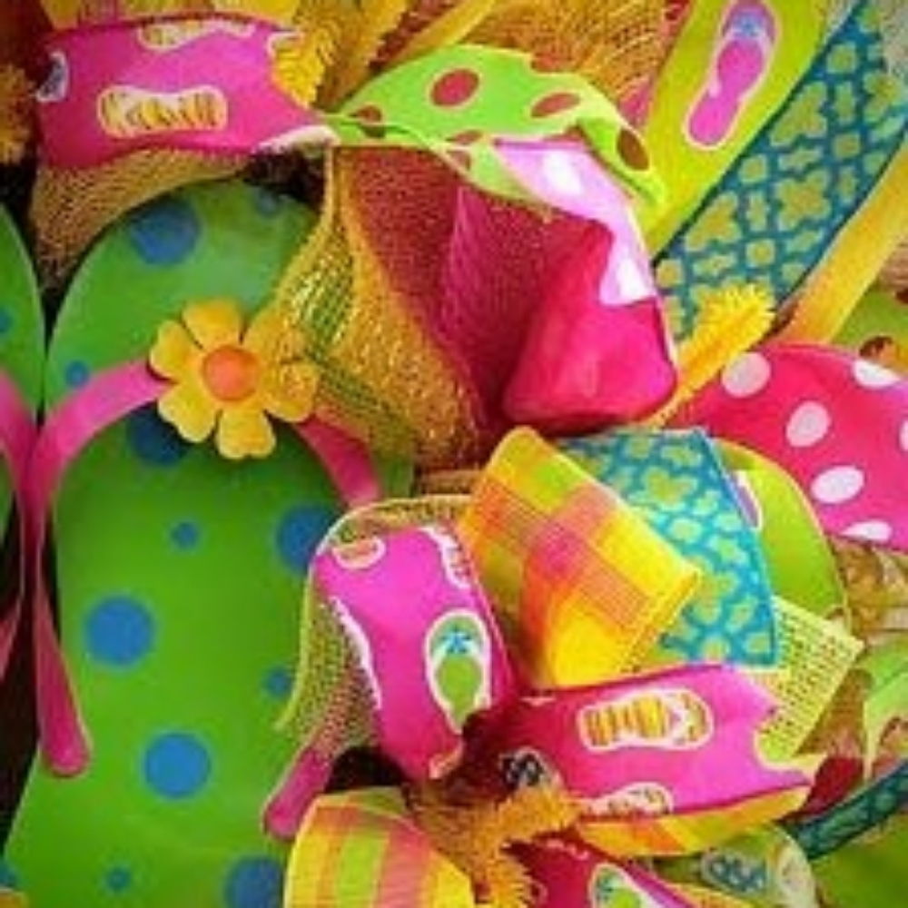 Large summer flip flop wreath